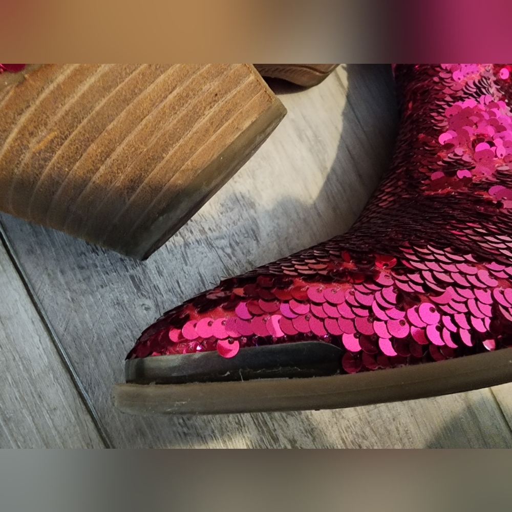 Dingo Hot Pink Sequin Ankle Boots 8.5 - Picture 6 of 10
